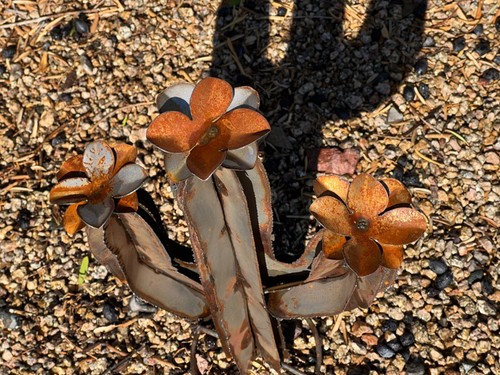 Flawed Handcrafted Rustic MINI Metal Saguaro Metal Yard Art Metal Cactus - Picture 11 of 14