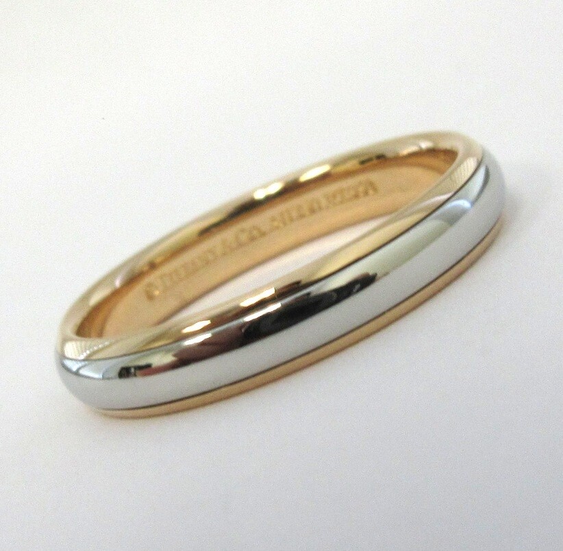 TIFFANY & Co. Classic Platinum 18K Rose Gold 4mm Lucida Wedding 