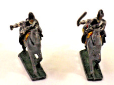 Antique Pair of Barclay Painted Lead British Officer on Horse Figures
