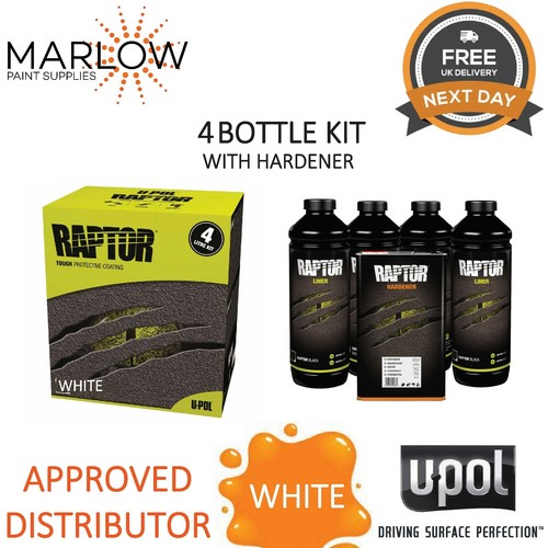 UPOL RAPTOR 4 BOTTLE KIT TRUCK BED LINER TOUGH COATING UPOL W/ HARDENER *WHITE* eBay