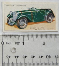 Coches de motor Players 1936 n.º 40 Singer 11/2 litros Le Mans biplaza