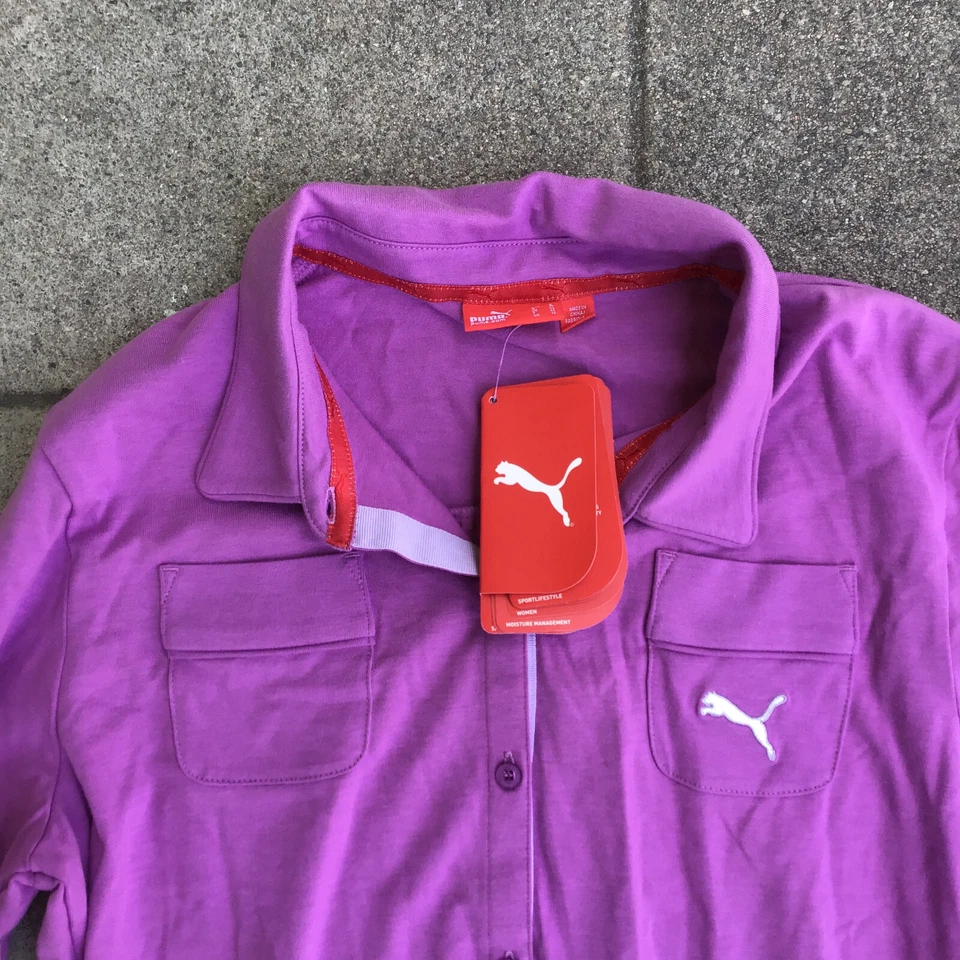 NUEVO CON ETIQUETAS PUMA Golf Polo Mujer Grande Iris Orquídea Púrpura Manga 3/4 Foto 2 de 4
