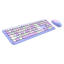 Wireless Keyboard and Mouse Combo 2.4GHz Full-Sized Colorful Cute Keyboard Mo...