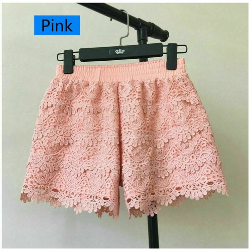 Pantaloncini donna pizzo patchwork sicurezza hotpants elastici vita mini pantaloni - Foto 5 di 11