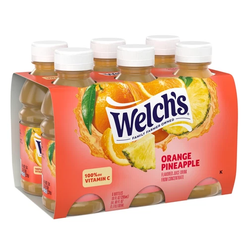 (4 pack) Welch's Orange Pineapple Juice Drink, 10 fl oz On-the-Go Bottle, US - Picture 6 of 8