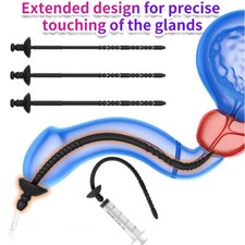 Silicone Hollow Penis Dilator Plug Sounding Urethral Stretcher Through-Hole S/ML