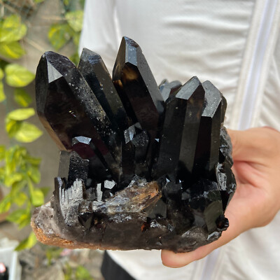 2lb Natural Black Smoky Quartz Crystal Cluster Point Raw Mineral Specimen