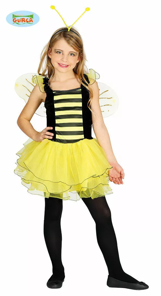 COSTUME CARNEVALE APE VESTITO BAMBINA GIALLO NERO ANIMALI TAGLIA 10-12ANNI  GUIRC