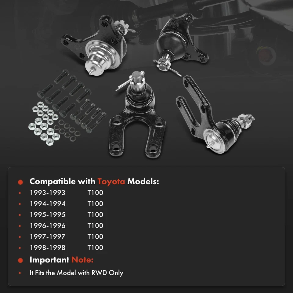 4x Kit de rótula delantera superior e inferior para Toyota T100 1993-1998 tracción trasera Foto 2 de 4