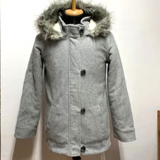Old Navy grey zippered loop button fleece fall winter jacket Coat XL 14 Girls