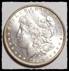 1887-P MORGAN DOLLAR Blast White & Lt Rim Tone CHOICE BU #34D36 .900 Fine Silver