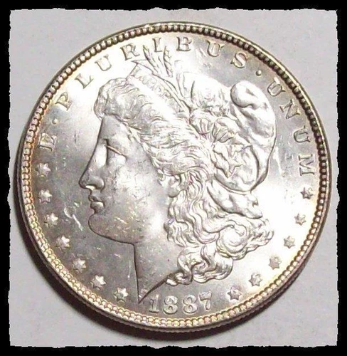 1887-P MORGAN DOLLAR Blast White & Lt Rim Tone CHOICE BU #34D36 .900 Fine Silver