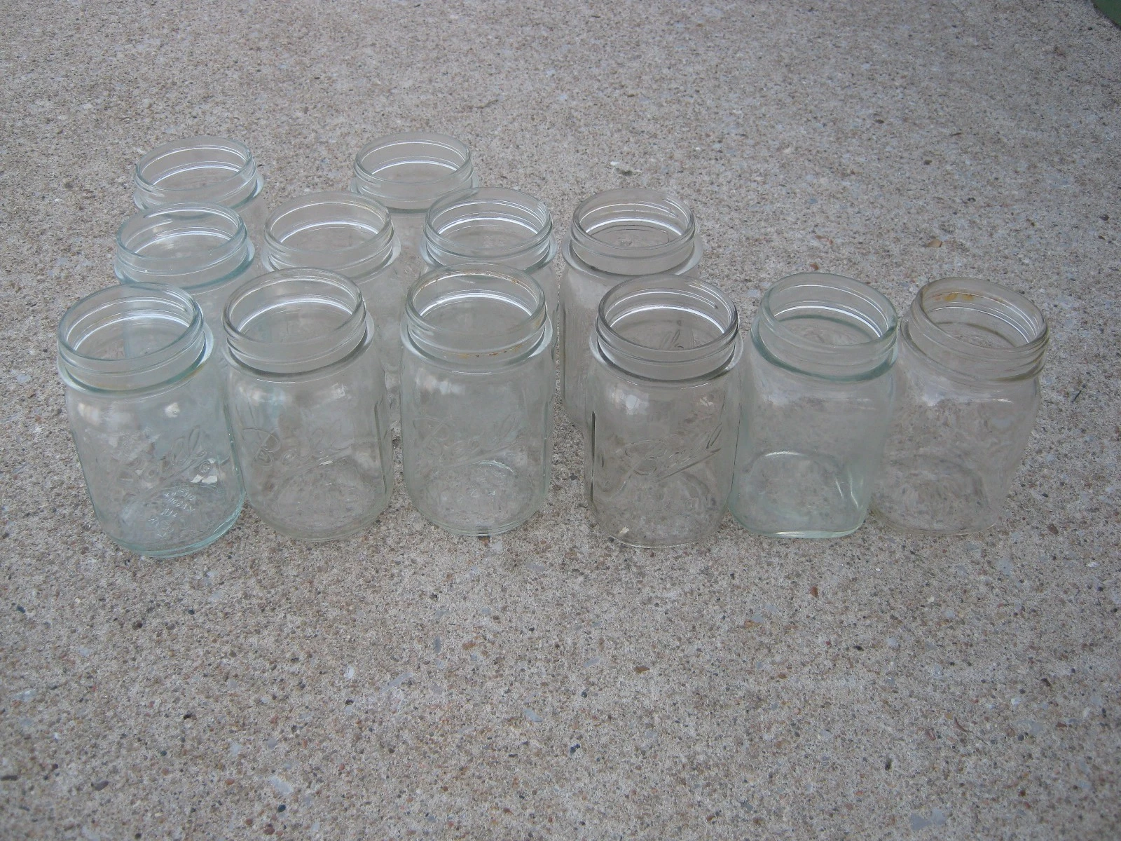 12 Assorted Clear Glass Ball and Plain Pint Fruit Jars no lids