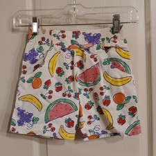 RARE Vintage 90s Oshkosh B'Gosh All Over Print Fruit Print Pleated Shorts Sz 5