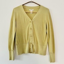 Sundance Catalog Button Up V Neck Cardigan Sz PS Pistachio Green Y2K