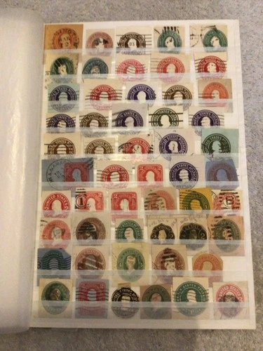 Interesting Most Used US Cut Squares Stamps Collection 100’s In Stockbook