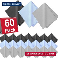 60-Pack Microfiber Cleaning Cloths for Glasses, 6x7 Inch Premium Lens Cleaning C
