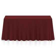 Rectangular Tablecloth Washable Polyester Fabric Dining Burgundy 90x132 Inch