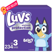 Luvs Size 3 Baby Diapers, Platinum Protection Bluey Diapers for 3, Blue