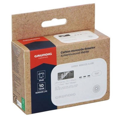 GRUNDIG Kohlenmonoxid Melder EN50291 Batterie Betrieb 85 dB CO Alarm LCD-Display