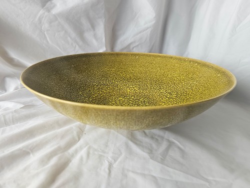 Stunning Large Peter Sparrey Imperial yellow studio pottery crackle glazed bowl - Picture 14 of 17