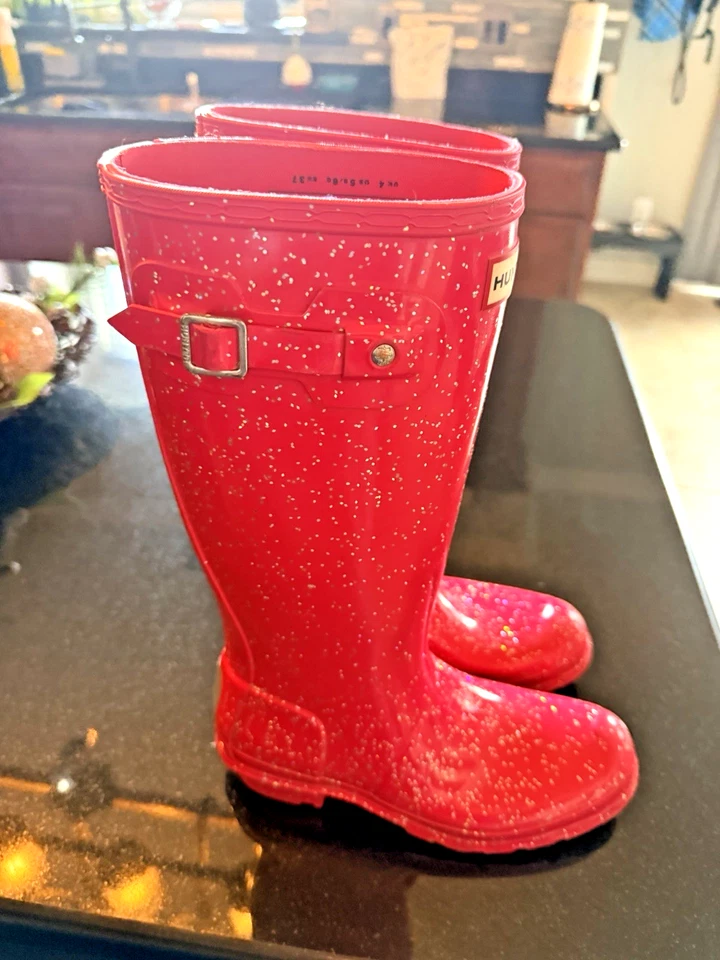 Kids Hunter Girl’s Original Giant Glitter Boot - JFT6075RGT - Size 5B/6G - Pink - Image 3 of 4