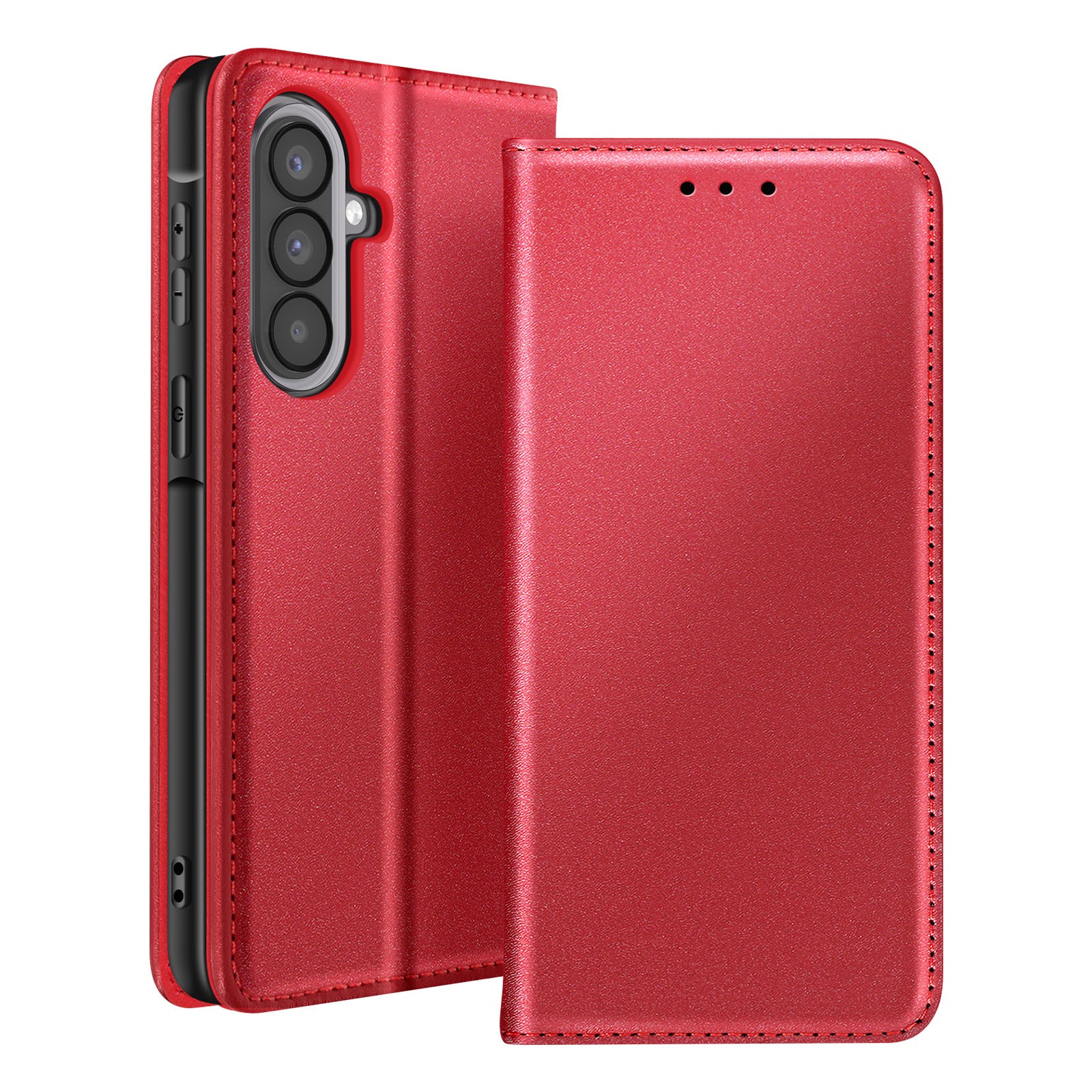 Coque Galaxy A57 avec porte-carte clapet rouge et support video