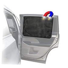 Car Side Window Sun Shade - Universal Reversible Magnetic Curtain Black Mesh