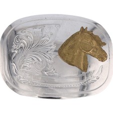 Horseback Horse Rider Riding Rodeo Cowgirl Equestrian 1980s Vintage Belt Buckle