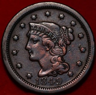 1849 Philadelphia Mint Copper Braided Hair Large Cent