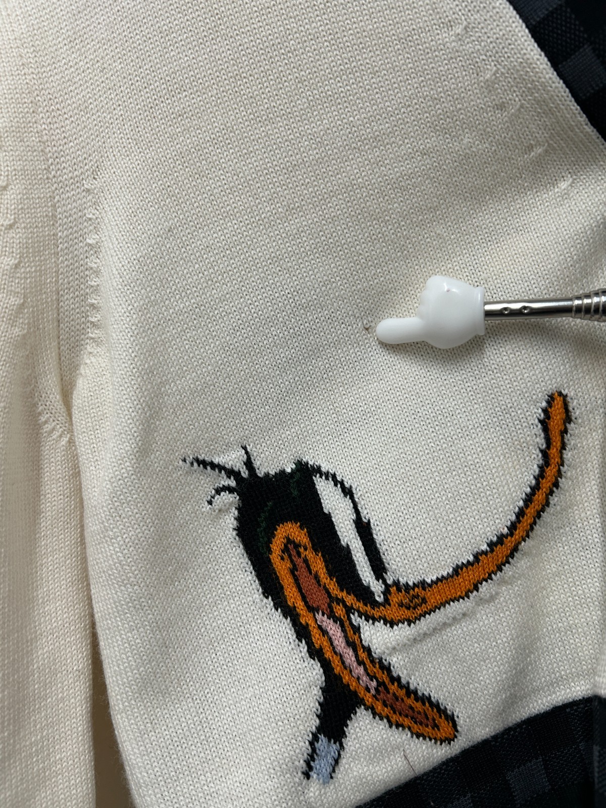 GCDS Looney Tunes Daffy Duck Knit Crop Cardigan Size Small Button Up Womens