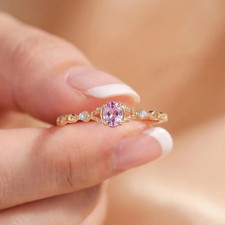 Natural Amethyst Promise Ring Gold Plated 925 Silver Ring Gifts For Her