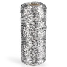 Metallic Cord Tinsel String Rope for Christmas Ornament Hanging, Silver