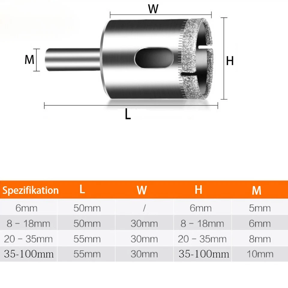 Fliesenbohrer 6mm-100mm Diamantbohrer Fliesen Bohrkrone Für Glasfliesen Keramik - Bild 4 von 4