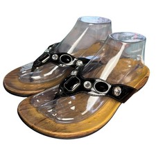 Vionic Eve Jeweled Thong Sandals in Black   Women  s Sz 8