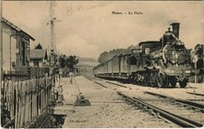 Old postcard steam locomotive - HUMES La Halte (148450)