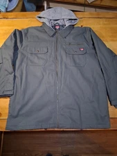 Wrangler Hooded Shirt Jacket 2XL Men's Grey  Relaxed Fit
