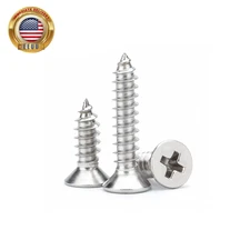 #4 X 5/8" (100 Pack) Flat Head Phillips Drive Screws Sheet Metal Self-Tapping Sc