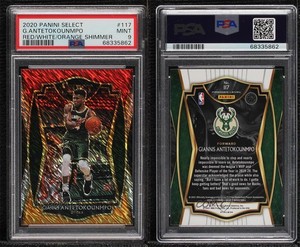 2020 Select Red White Orange Shimmer Prizm Giannis Antetokounmpo #117 PSA 9 MINT