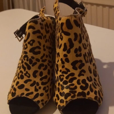 New Look Animal Print Faux Leather Slingback Open Toe Block Heel UK 5 EU 38 - Image 1 of 4