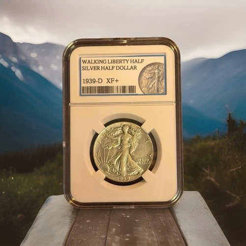 1939D / WALKING LIBERTY HALF DOLLAR [DVC-6614-001] (VINTAGE) KEEPSAKE SLAB / XF+