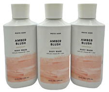 Bath  Body Works LOT of 3 Bottles White Barn Amber Blush Body Wash Shower 10 oz