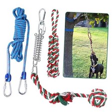 Dog Outdoor Bungee Hanging Toy, Tether Tug of War Toys for Medium to 1-Blue