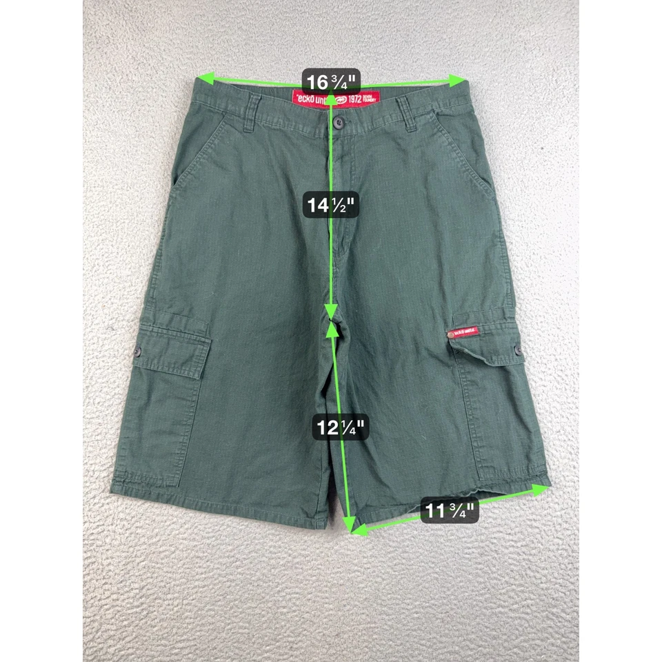 Pantalones Cortos Ripstop Sueltos Para Hombre Talla 34 Patinador Debajo de la Rodilla Y2K Pierna Ancha Ecko Unltd Foto 3 de 4