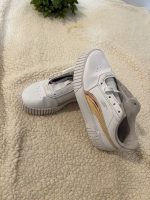 PUMA White Yellow Athletic Sneakers Lace Up Low Top 387987-01