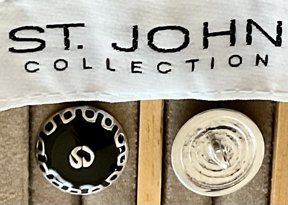 ST JOHN Marie Gray COLLECTION Black & Silver Shank Replacement Button 13/16” NEW - Image 3 of 4