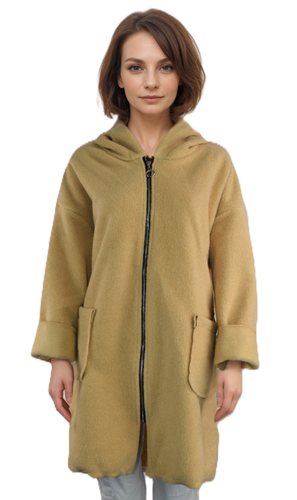 Italian Lagenlook Fleece Zip Through Hooded Jacket Coat Autumn Winter Collection - Picture 7 of 28