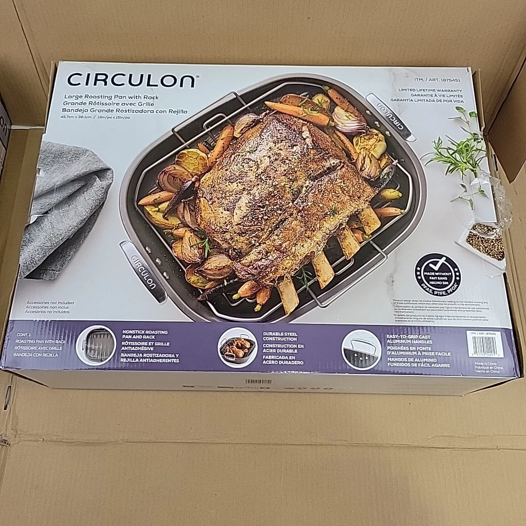 Circulon Nonstick Roasting Pan / Roaster with Rack - 18 Inch x 15 Inch Premier