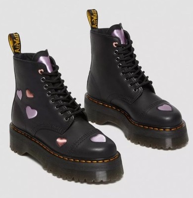 Dr.  Martens SINCLAIR Leather Heart Platform Jadon Boots Boho Hipster Sz 7 New