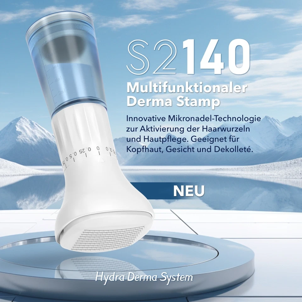 Derma Stamp Dermapen Microneedling Mesoroller 140 Edelstahl Nadeln mit Serumtank - Bild 2 von 4